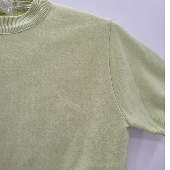 Chartreuse Green Vintage Knit Zipper Back Short Sleeve Mock Neck Sweater - Picture 6 of 11